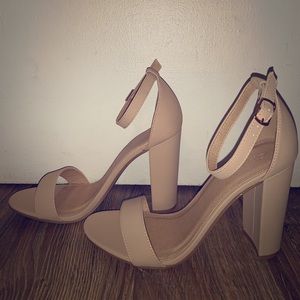 Nude ankle strap heels